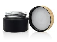 50g fosco frasco de vidro preto com tampão tampa bambu estirpe madeira recipiente de vidro plástica cosmética para impressão personalizada creme cera