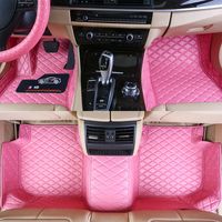 Пользовательские Fit автомобилей Коврики Конкретная Водонепроницаемая кожи PU Дружественного Материал для Обширных из модели автомобиля и сделать 3 шт Полного комплекта Коврики Pink