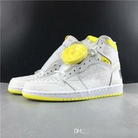 1 alto og primeira classe voo basquete sapatos branco dinâmico limão amarelo atlético 1s homem sneakers esportivos
