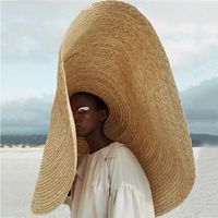 Frau Mode Großes Sonnenhut Strand Strohhut faltbare Stroh-Kappen-Abdeckung in Überzusammenklappbaren Sonnenschutz Strand Anti-UV