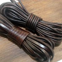 Genuine round flat leather cords Vintage DIY leather rope fo...