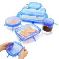 Universal Silicone Stretch Lunch Boxes Suction Stretchable L...