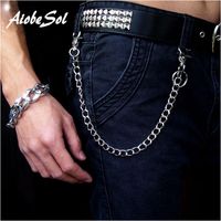 Riemen mode punk hip-hop trendy riem taille ketting mannelijke broek mannen jeans zilver metalen kleding accessoires sieraden