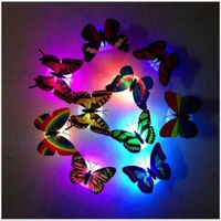 2020 Kleurrijke RGB Butterfly Night Light LED Nachtlamp Mooie Home Decoratieve Wand Nachtlampen Kleur Willekeurige LED-lamp Batterij