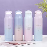 Insulated Water Bottles Stainless Steel Thermos Cups Skinny Gradient Bounce Straw Insulated Cup With Straw Portable Mugs Coffee Cup ZCGY74