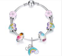 Online Hotsale Europe Fashion Alloy Murano Glass Beads Rainbow Charms Adorable Women&#039;s DIY Bangles Pendants Designers Charms Strands