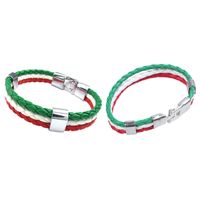 2 шт ювелирные изделия браслет, итальянский флаг браслет, кожаный сплав, для женщин людей, Зеленый Белый Красный Ширина 14 мм - длина 20 см Длина