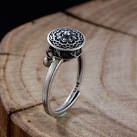 2020 Real S925 pure Silver Jewelry Adjustable Six Word Mantra Warp Tube Good Luck Female Ring