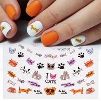 New Design Pattern Nail Art Sticker Set Bella Cat Cat Rainbow Image Acqua Decalcomania Slider Wraps Decor Manicure