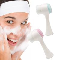 2021 Outil de massage de nettoyage de visage 3D portable en gros; Brosse de nettoyage facial en silicone double côtés