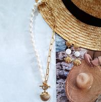 Pearl Naszyjnik Słodkowodne Pearl Shell Naszyjnik Oryginalna pół-barokowa Pearl Jewelry Naszyjnik dla kobiet