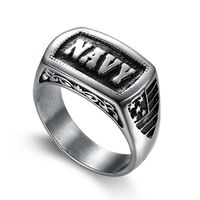 Men' s Stainless Steel United States Officers US Navy ri...