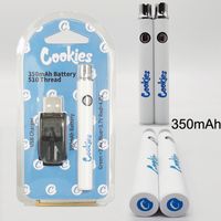 Cookies Préchauffage Vape Battery Cartridge 350mAh 510 fil Vape Stylos batterie réglable de tension Vape Chariots Ecigs battries avec chargeur USB