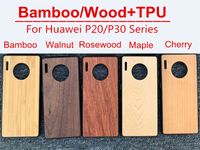 Caso de bambu / madeira + TPU casos para Huawei P20 P20pro P30 P30 Pro Mate20 Mate30 Series Smartphone Shell Anti-Drop e Protetor à prova de choque