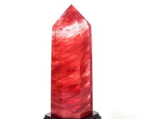 Red Smelting Quartz Stand Up Point Carved Red Smelted Quartz Gemstone Small Hexagonal Pointed Reiki Chakra Polished Wand/Generator