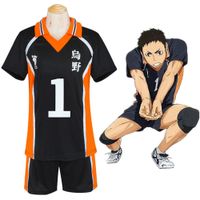Halloween Anime Unisex Haikyuu Schule Sawamura Daichi Cosplay NO.1 Volleyball-Mannschaft-Sport-Polo-Hemd Jersey