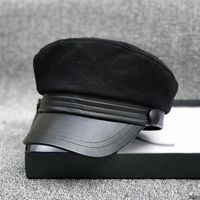 Береты маленькие головки женская войлока шляпа большие кости мужские большой размер ВМС взрослый черный шерсть