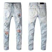 Jeans da uomo jeans sottile jeans da gamba famosa VLD2 Casual Brand Designer Design Bianco Slim Beachable Jeans Diesel Moto Pantaloni da moto Pantaloni da uomo Donna