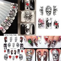 Halloween Water Transfer Nail Art Stickers Decals Nagels Decoraties Manicure Gereedschap Pompoen Skull Design 25 stijlen