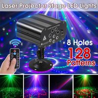 5pcs 128 Patrones RGBW LED Disco Light Professional DJ Etapa 8 Agujeros Láser Proyector Luces Música Control Luz de fiesta para Barra de boda