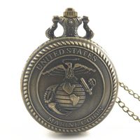 Antico Retro Bronzo Mens Stati Uniti d'America Ufficiali US Marine Corpo Pendente USA Militare Usmc Collana da uomo Pocket Watch Watch Jewelry