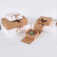 Mały Duży Rozmiar Klapki Pokrywa Biały Brązowy Kraft Papier Karton Cardboard Pudełko Pudełko z Bowknot na Boże Narodzenie Xmas Prezent Wrapping Macaron Boxes