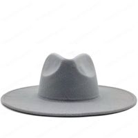 Classical Wide Brim Fedora Hat Black white Wool Hats Men Wom...