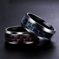 Black Carbon Fiber Mens Cool Rings Stainless Steel Man's Fashion Red Blue Ring Anel Masculino Jewelry