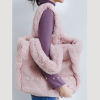 Omuz Çantaları Faux Kürk Kadın Çanta Rahat Peluş Bayan Tote Çanta Moda Zinciri Büyük Kapasiteli Alışveriş Seyahat Çanta Kadın Kış