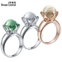 DreamCarnival 1989 Special Cut Solitaire Women Love Wedding Ring Green White Champagne Zircon 6 Prawn Crown Jewelry WA11498W 220122