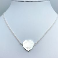 Classic S925 Silver Heart- Shaped Tag Necklaces Jewelry, Love...