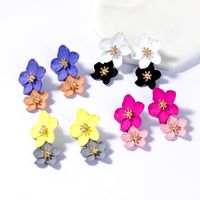 2 Flower Ear Studs Metal Gold Plated Stamen Earrings Women Solid Color Stud Fashion Jewelry Multi Colour 2 6sfb L2
