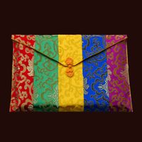 Luxus-bunte tibetische Schrift-Schrift-Buch-Tasche Lucky große Seide Brokat Chinesischer Knoten-Speicher-Pack-Buddhist-Sammlung-Beutel