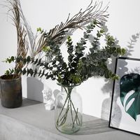 인공 화환 식물 부드러운 플라스틱 유칼립투스 녹색 홈 장식 가짜 식물 잎 결혼식 장식 시뮬레이션 분재