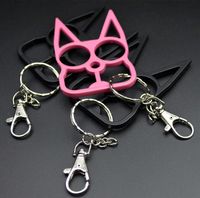 New Cat keychain Ring Buckle Sefl-Defense Weapon Toy Model Outdoor Ring Four finger Tool Fashion Christmas gift self-defense Key Rings