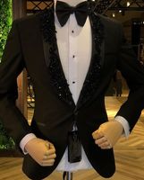 Men' s Suits & Blazers Black Beads Shawl Lapel Costume H...