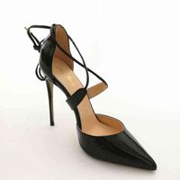 Designer Sexy Casual lady lace-up pumps summer Nude women shoes high heel Black Pumps strappy 12cm Stiletto sexy party wedding