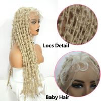 Costume Accessories Braided Wigs Full Lace Frontal Wig With Synthetic Crochet Braids Hair Distressed Butterfly Locs Handmade Full Lace Wig