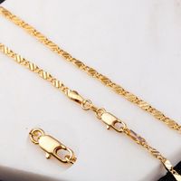 2mm Flat Chain Necklace for Women Men Hip Hop 18K Gold Plate...