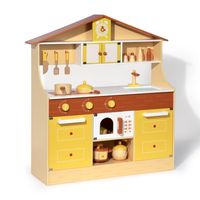 США Стоковые деревянные деревянные блюда игры для кухни для детей малышей, игрушки подарки для мальчиков и девочек, желтый A15