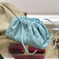 New genuine weave cloud ladies fashion clutch hand soft leather dumpling hobo shoulder bag purse C0507