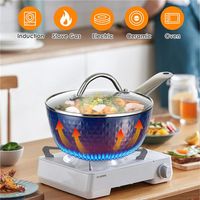 US stock Induction Saucepan Pots with Lid, 20cm  1.8L Milk Pan Non Stick Aluminum Ceramic Coating Cooking Pot - PFOA Free with Stainless Steel a46