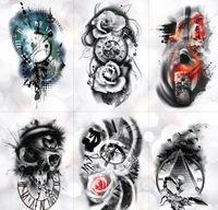 Sticker Sanat Gül Zaman Kafatası Kol Dövme Geçici Su Geçirmez Saat Vücut Tattoos Akrep Sahte Geçici Dövmeler Ucuz Dövme Aile Towe Sqcbb
