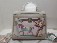 Designer 28cm Farbige Zeichnung Leder Trim Handtaschen für Frauen