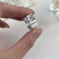 Fashion Simple INS Ring Neutral Diamond Inlaid Glitter Fine Vintage Style S925 Sterling Silver Anti Allergy Confidante Student02
