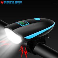 Bike Lights USB Bicycle Light Power Display Cycling Headlight Led With Horn Anti-Theft Lamp Built-In 1200Mah Battery