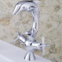 Bathroom Sink Faucets Dolphin Style Wash Basin Faucet Mixer Tap, Toilet Brass Chrome Plated,Copper Single Hole