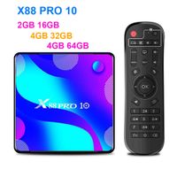 Android 10.0 TV Box X88 Pro 10 Rockchip RK3318 4 جيجابايت 64 جيجابايت 32 جيجابايت 4K مربع التلفزيون دعم لاعب متجر مجموعة أعلى مربع