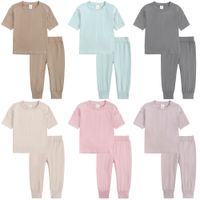Conjuntos de ropa de niñas de verano Trajes para niños Casual algodón ropa de hogar camisa superior de manga corta y pantalones largos Traje de algodón M4000