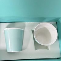 1set=2pcs Blue Bone Ceramic Water Cup Sets Couple Cups for L...